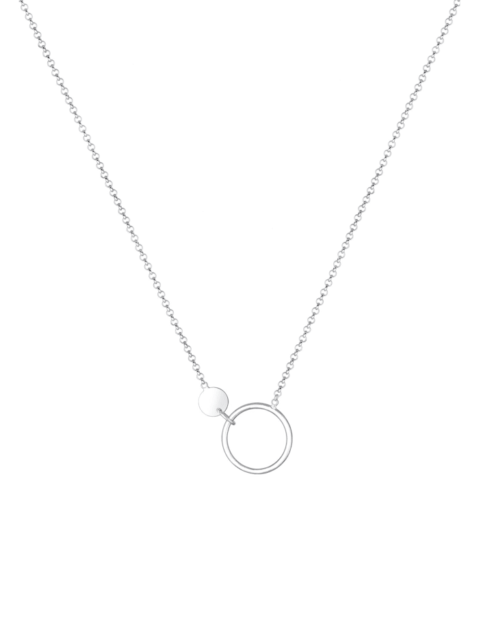 Halskette Erbskette Kreis Plättchen Geo Design 925 Silber