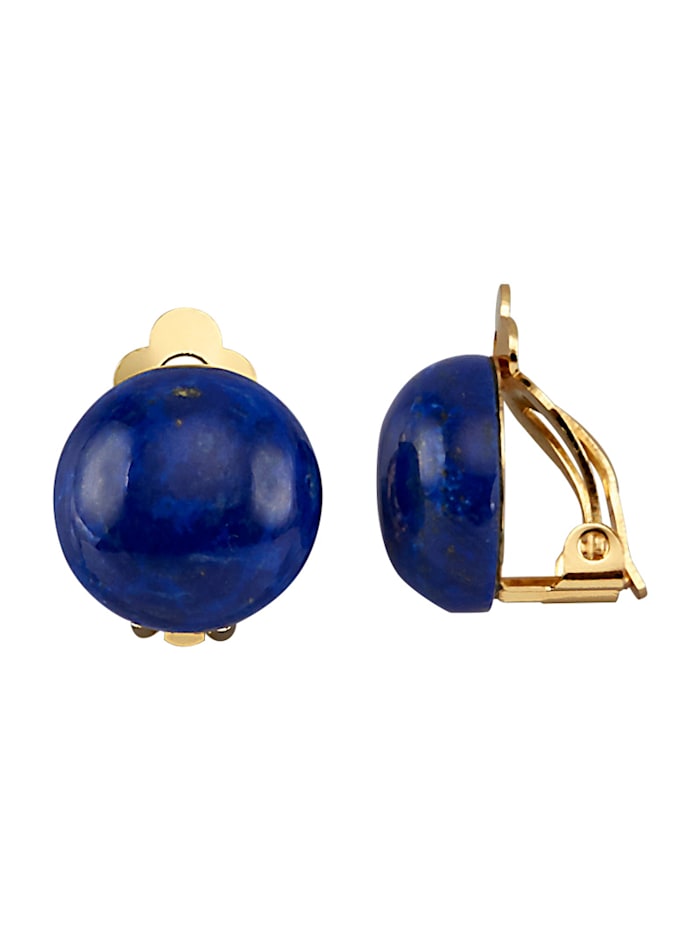 Boucles d'oreilles à lapis-lazuli avec cabochons en lapis-lazuli, Coloris or jaune
