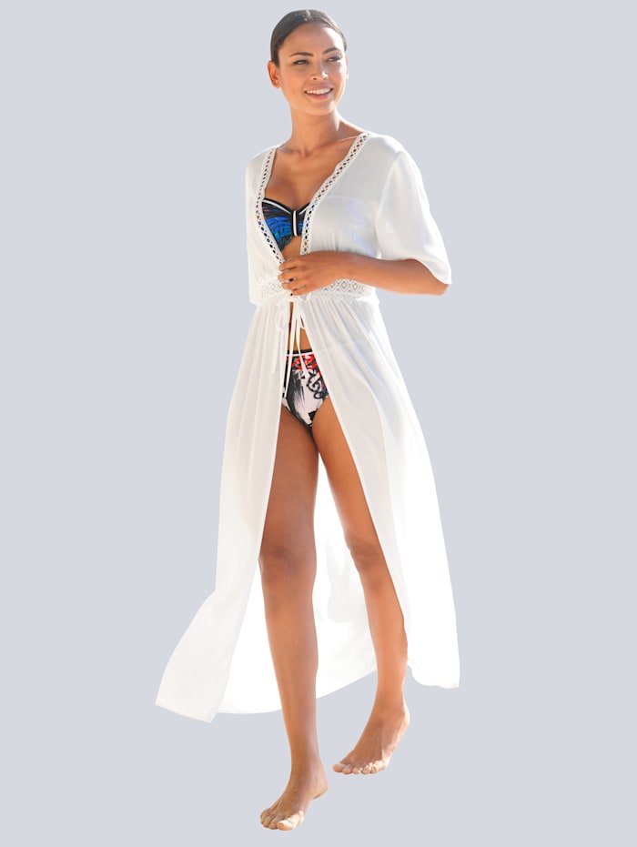 Alba Moda Robe de plage avec liens à nouer, Blanc