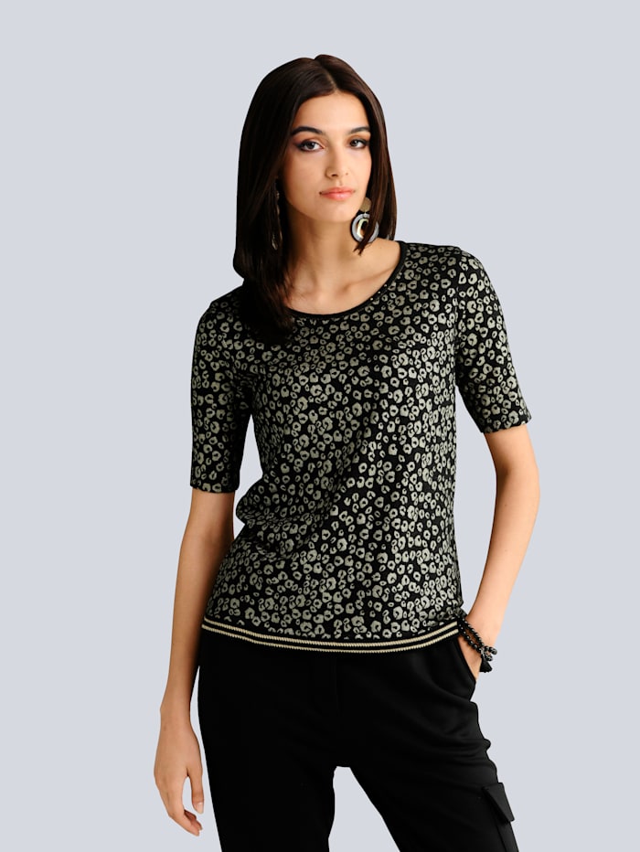 Alba Moda Shirt met animalpatroon in nieuwe stijl, Goudkleur/Zwart