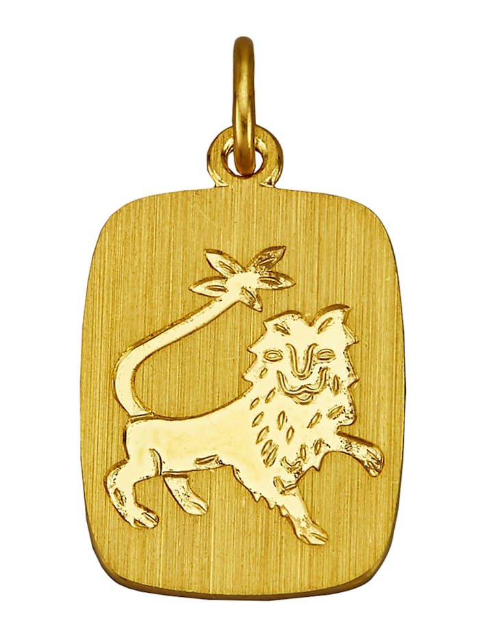 KLiNGEL Pendentif Signe du zodiaque Lion en alliage or jaune 333, Or jaune