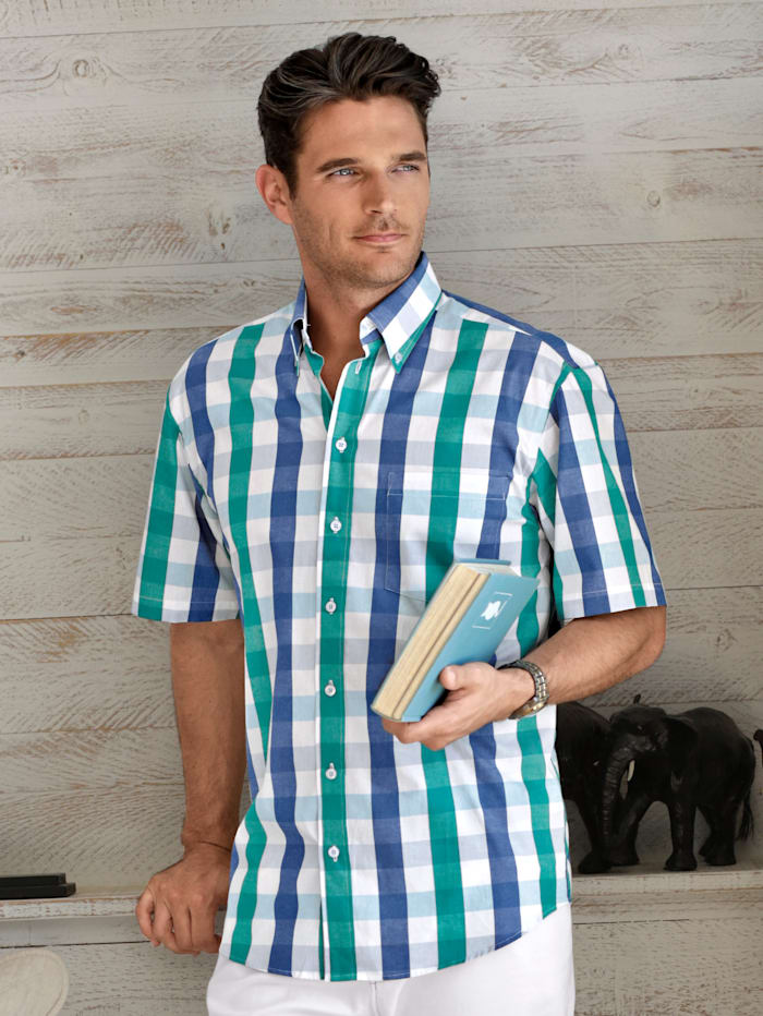BABISTA Overhemd in harmonieuze aquakleuren, Groen/Blauw/Wit