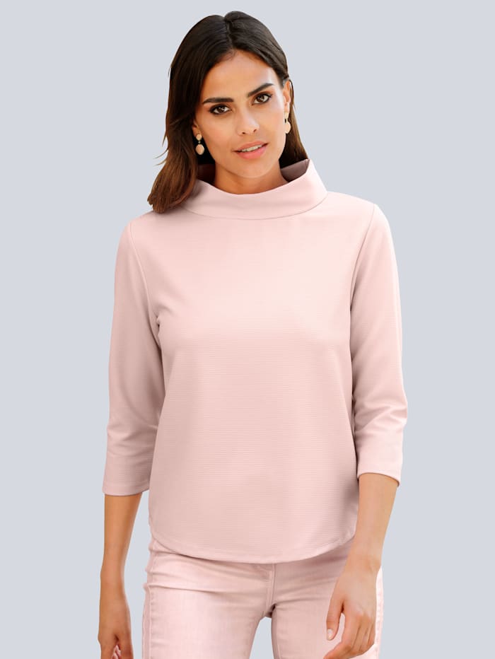 Alba Moda Shirt mit weitem Stehkragen, Rosé