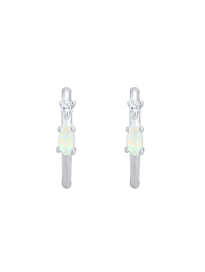 Ohrringe Creole Marquise Opal Zirkonia 925 Sterling Silber