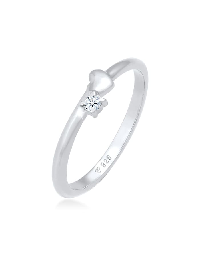 DIAMONDS Ring Diamant (0.03 Ct.) Herz Symbol 925 Sterling Silber, Silber
