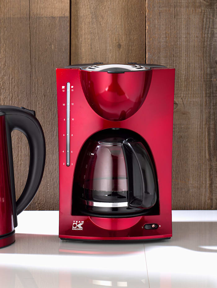Design Kaffeeautomat im modernen metallic rot