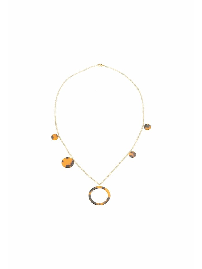 GEMSHINE Halskette mit Anhänger vergoldet Schildpatt / Acetat Tropfen, Messing