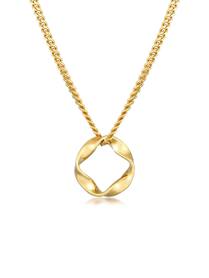 Elli Premium Halskette Kreis Design Twisted Gedreht 585 Gelbgold, Gold