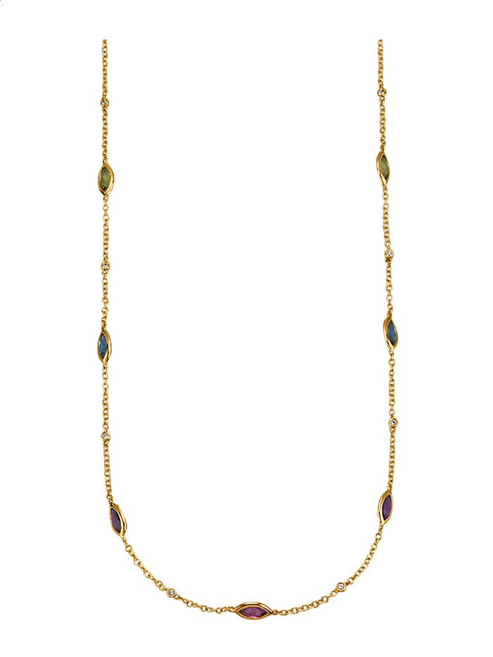 Diemer Highlights Halskette mit Edelsteinen in Gelbgold 585, Gelbgold