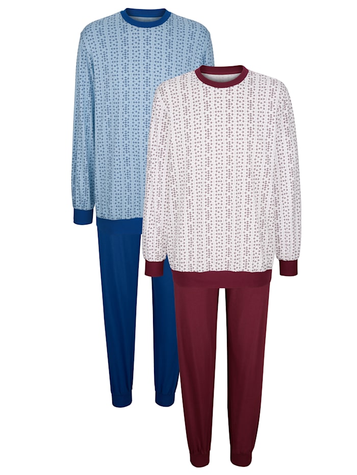 G Gregory Pyjamas par lot de 2, Bordeaux/Bleu ciel