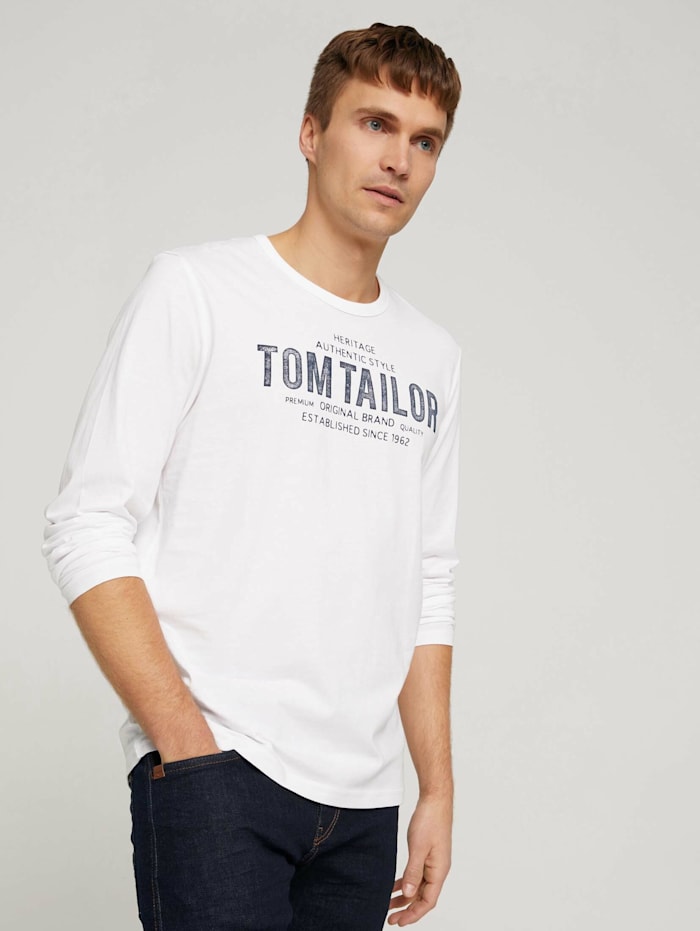 Tom Tailor Langarmshirt mit Logoprint, Black