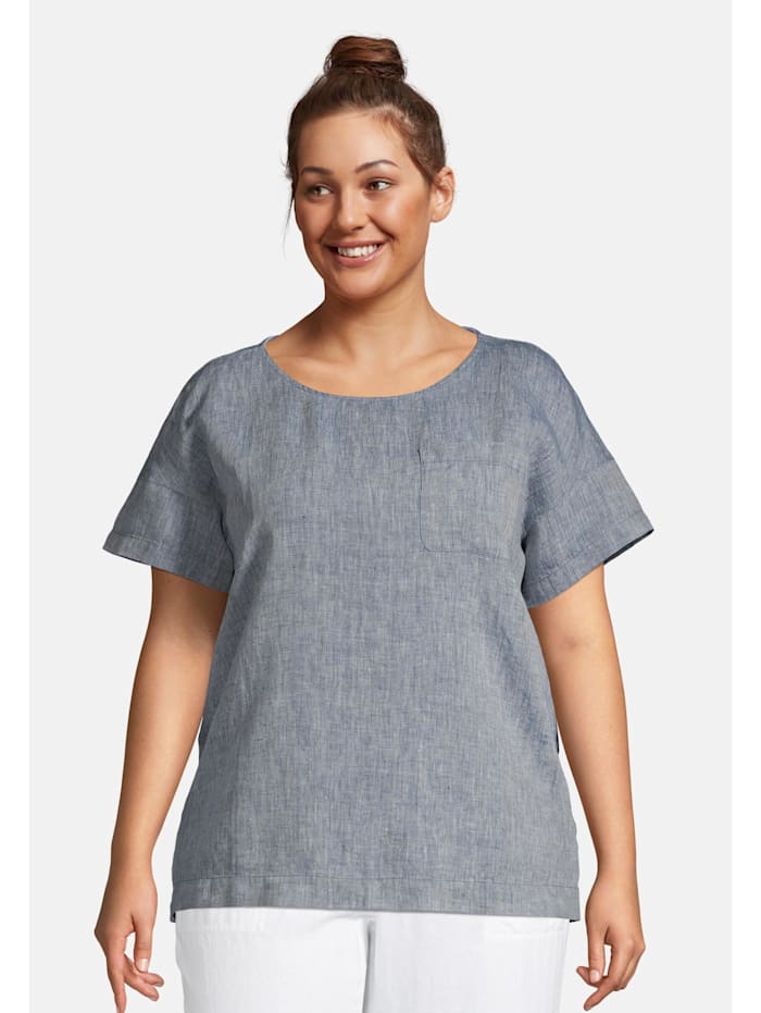 Lands´ End Shirt Plus Size mit Rundhalsausschnitt, blau