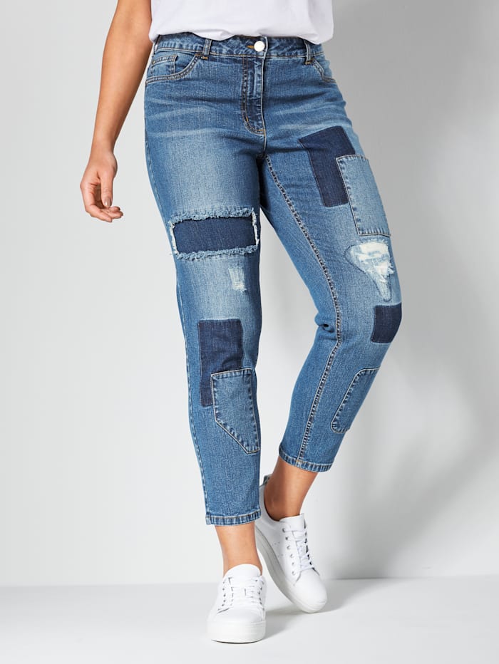 Angel of Style Jeans met patches voor, Blue stone