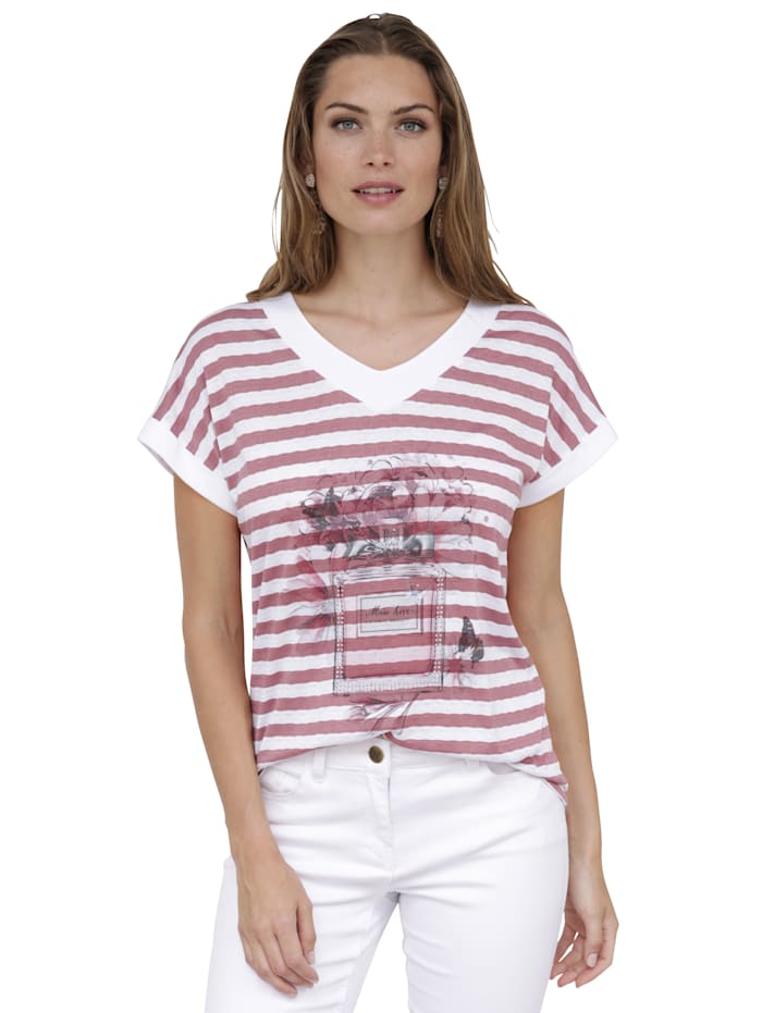 AMY VERMONT Shirt aus hochwertiger Jacquard Qualität, Weiß/Rosenholz