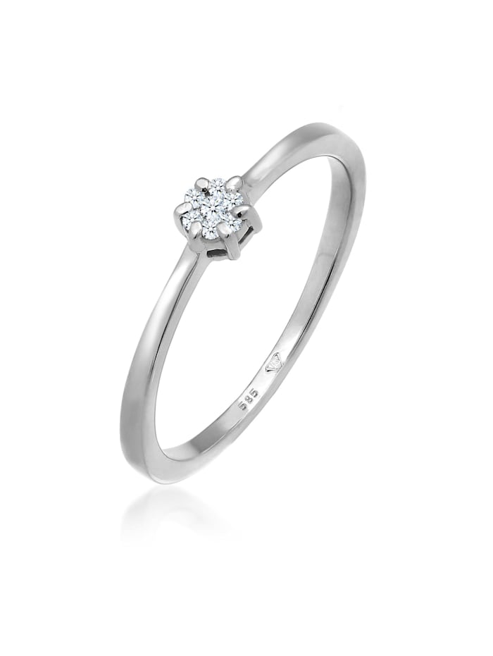 Elli DIAMONDS Ring Verlobungsring Diamanten (0.045 Ct.) 585 Weißgold, Silber