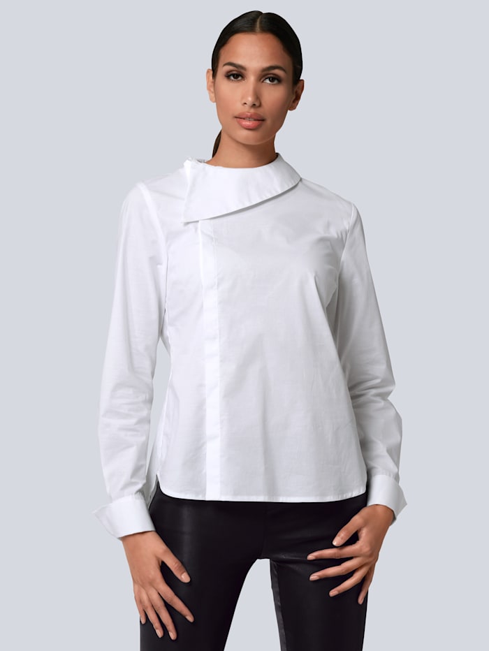 Alba Moda Bluse mit breitem Umlegekragen, Weiß