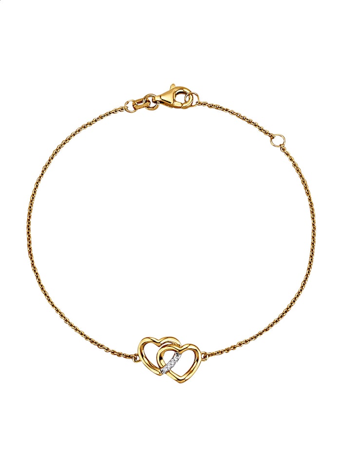 Amara Highlights Bracelet Cœurs avec diamants, Coloris or jaune