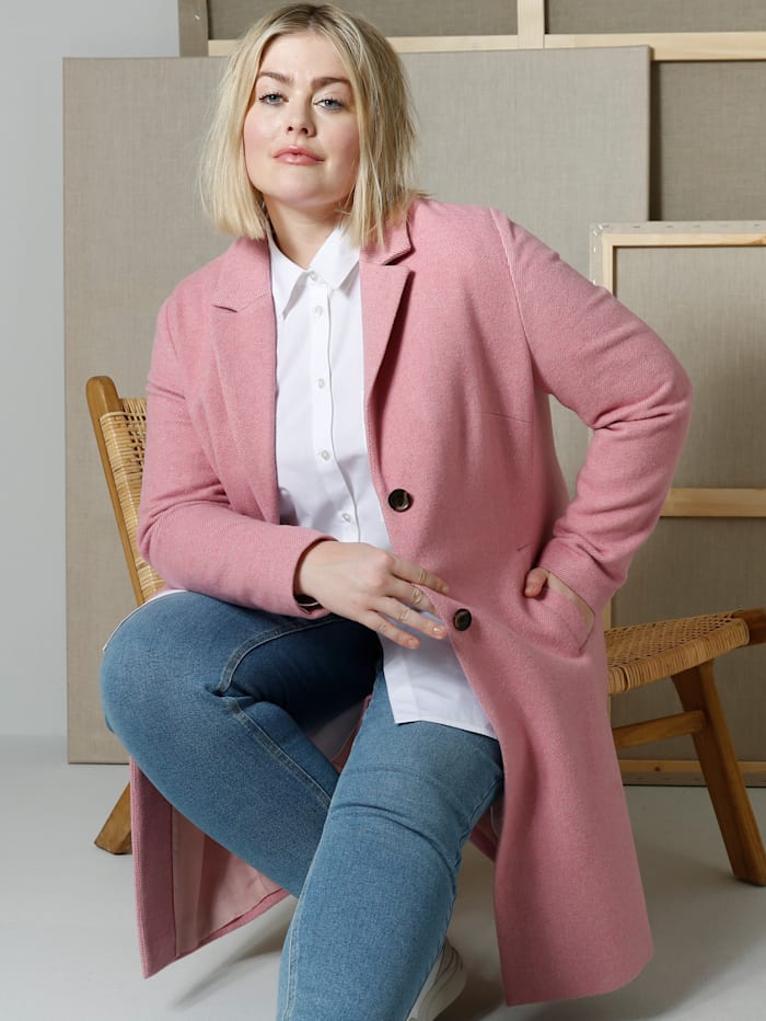 Sara Lindholm Mantel aus hochwertigem Wollmix, Pink