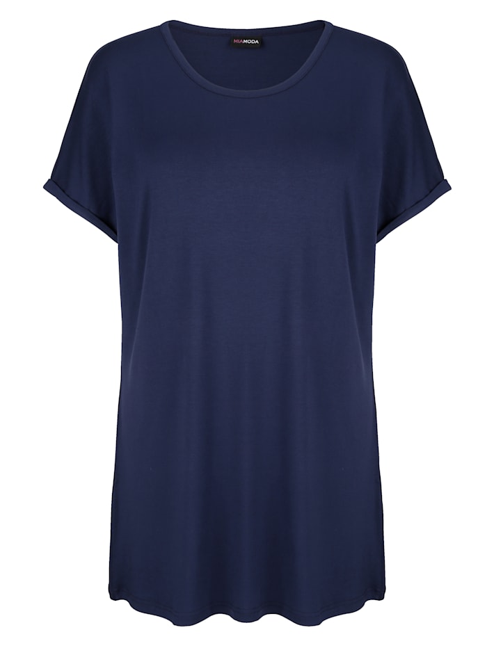 MIAMODA Longshirt mit überschnittener Schulter, Marineblau