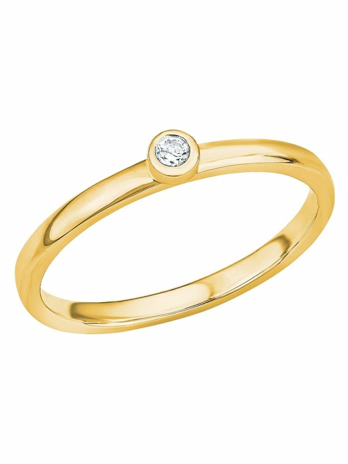 s.Oliver Ring Ring für Damen, Sterling Silber 925, Zirkonia (synth.), Gold