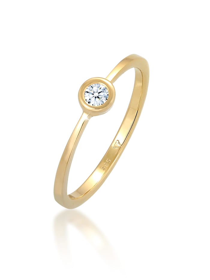 DIAMONDS Ring Verlobung Solitär Diamant 0.06 Ct. 585 Gelbgold, Weiß