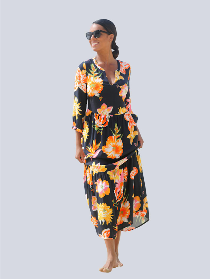 Alba Moda Kleid im farbenfrohem Design, Marineblau