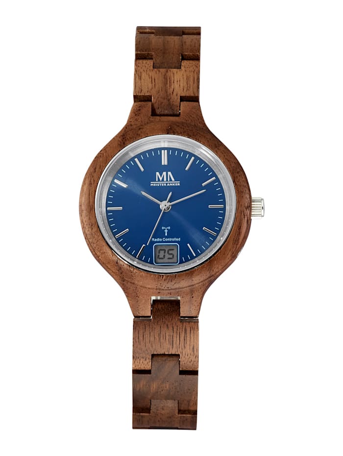 Meister Anker Dámske hodinky s puzdrom z orechového dreva, Hnedá